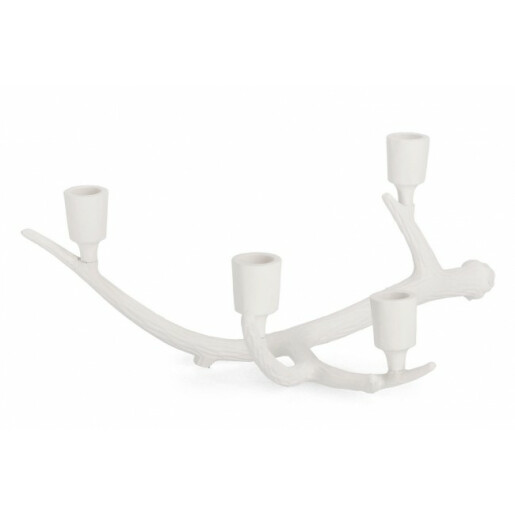 Set 2 suporturi lumanari metal alb Hisar 43x24x16.5 cm