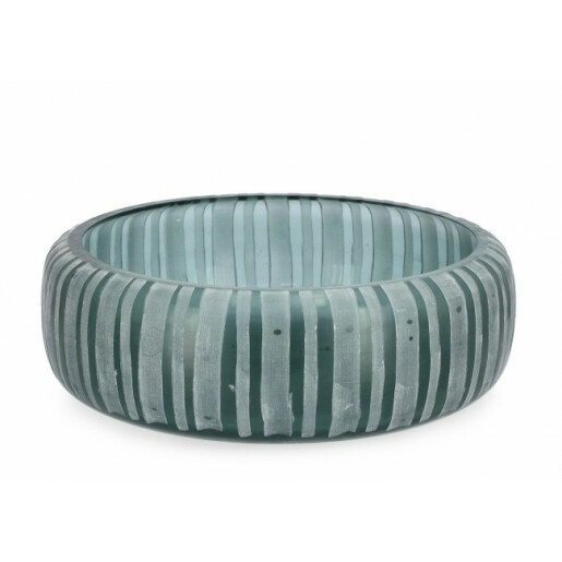 Bol decorativ sticla albastra gri Aruni 36x12.5 cm