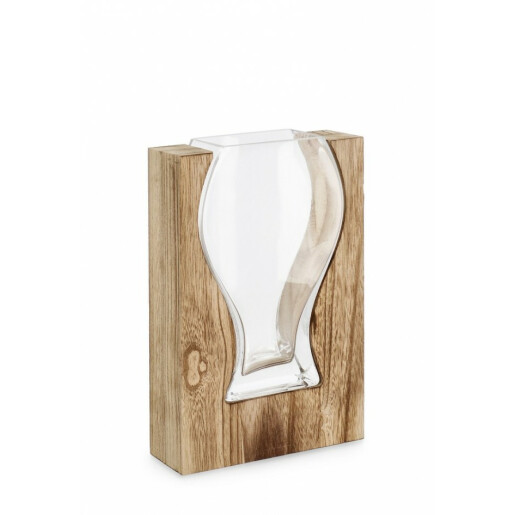 Set 4 vaze flori sticla lemn Medea 17x6x25 cm