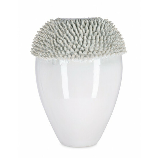 Vaza flori ceramica alba verde Iku 33x32x47.5 cm