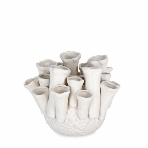 Set 2 vaze flori ceramica alba Iku 19.5x15 cm