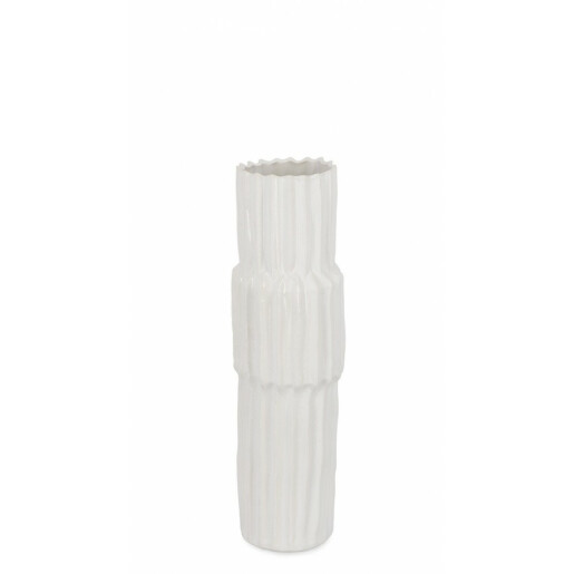 Set 2 vaze flori ceramica alba 18x60 cm