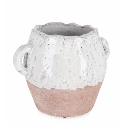 Ghiveci flori teracota natur alb Orfeo 22x16x17 cm