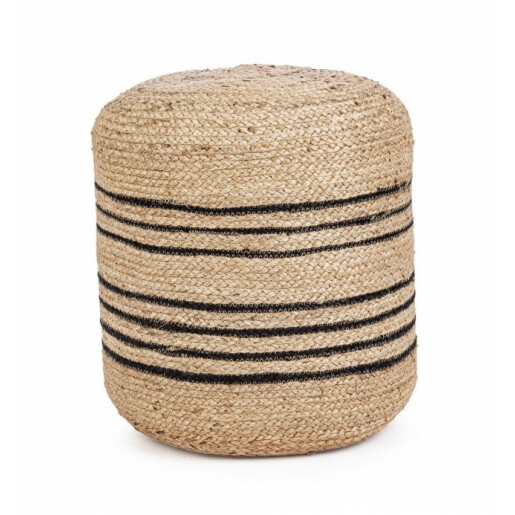 Puf iuta natur negru Ankit 45 cm