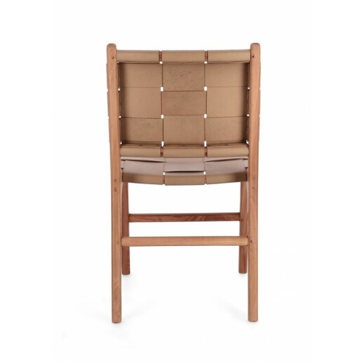 Set 2 scaune lemn maro piele naturala taupe Joanna 46x59x85 cm