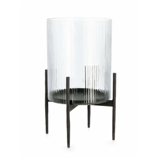Set 2 suporturi lumanari metal negru Siwan 23x40 cm