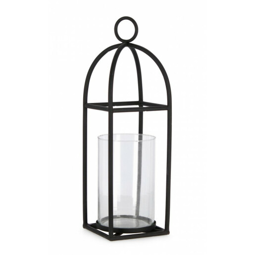 Set 2 suporturi lumanari metal negru Siwan 15x15x48 cm
