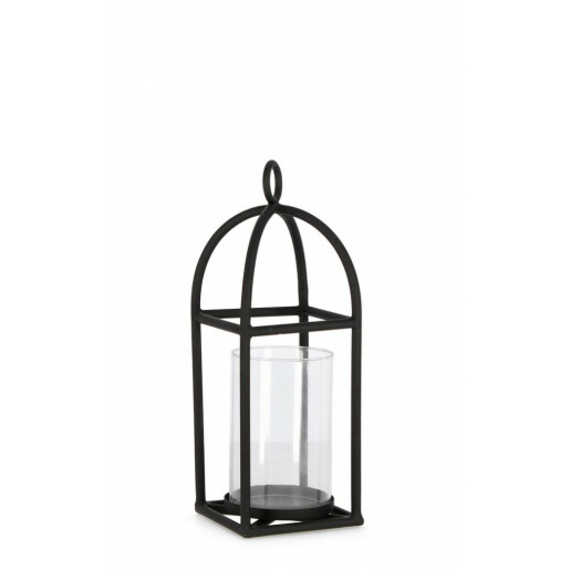 Set 2 suporturi lumanari metal negru Siwan 13x13x35.5 cm