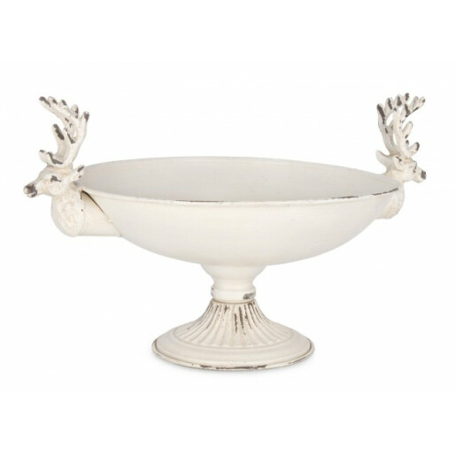 Set 2 boluri decorative otel alb antichizat Selene 48x37x28 cm