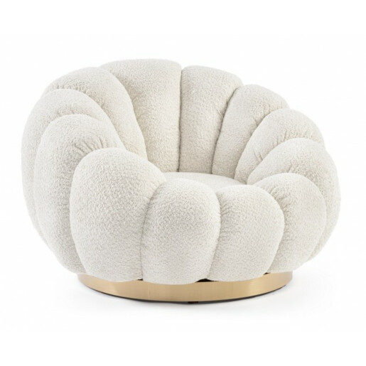 Fotoliu textil crem metal auriu Florel 86x62x72 cm