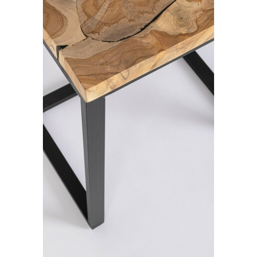 Set 3 masute lemn natur otel negru Elwood 37x29x47 cm, 43x33x53cm, 53x37x60 cm