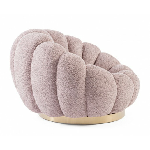 Fotoliu textil roz metal auriu Florel 86x62x72 cm