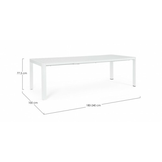 Masa extensibila aluminiu alb Kiplin 180/240x100x77.5 cm