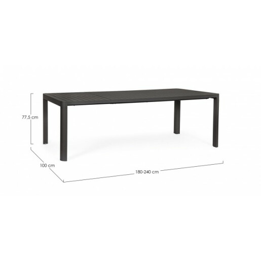 Masa extensibila aluminiu gri antracit Kiplin 180/240x100x77.5 cm