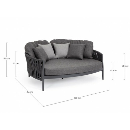 Canapea gri antracit Jacinta 160x145x91 cm