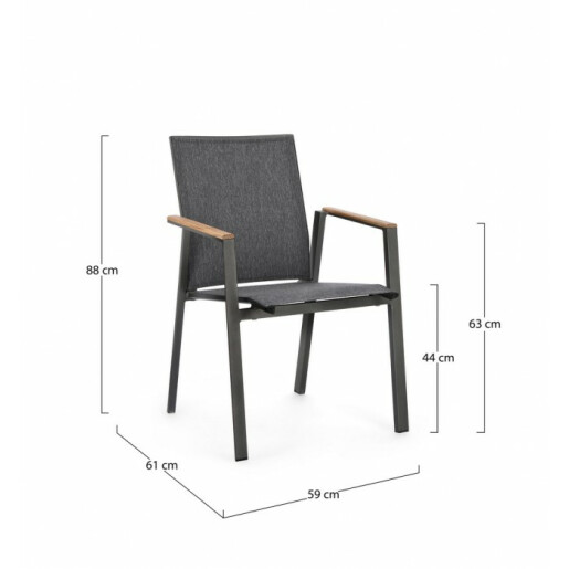 Set 16 scaune gradina gri antracit Cameron 59x61x88 cm