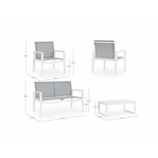 Set mobilier gradina alb gri Kallen 126x67.5x82 cm