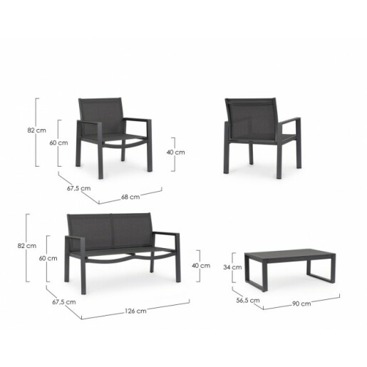 Set mobilier gradina gri antracit Kallen 126x67.5x82 cm