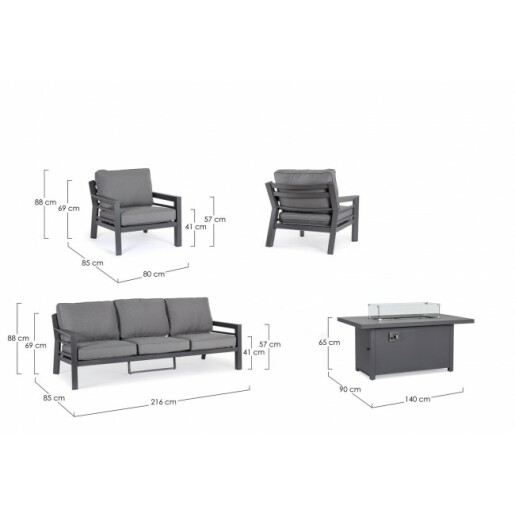 Set mobilier gradina cu incalzitor Hendrix 216x85x88 cm