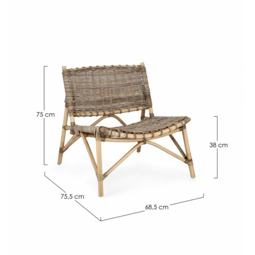 Set 2 scaune ratan maro Tarifa 68.5x75.5x75 cm