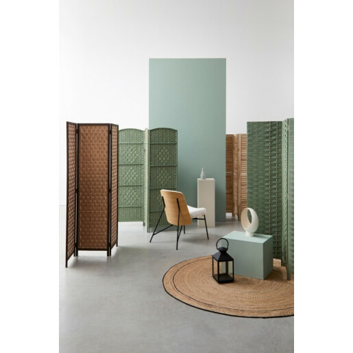 Paravan decorativ bambus hartie verde Jalila 135x6x180 cm