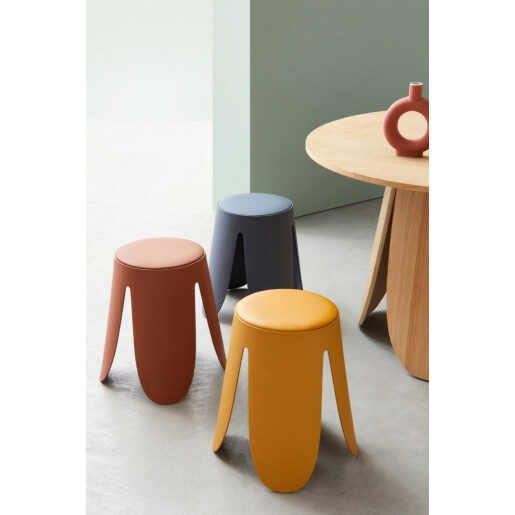 Taburet piele ecologica galbena Imogen 37x47 cm