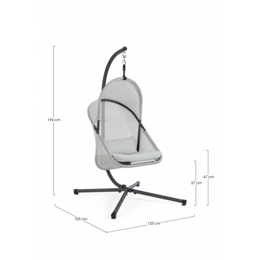 Fotoliu suspendabil cu suport gri Sosspesa 125x103x194 cm