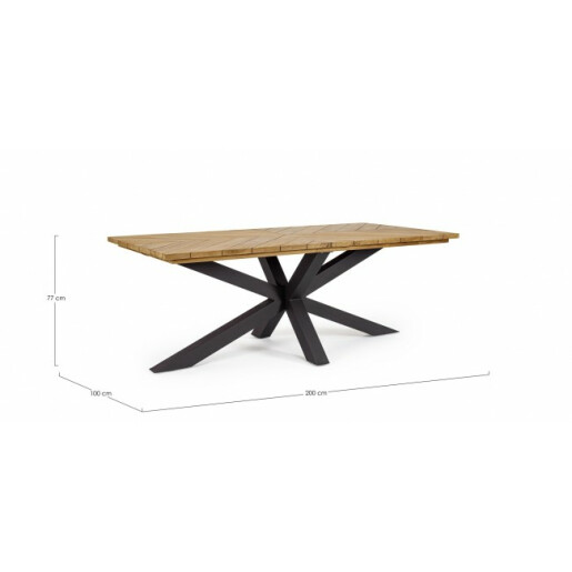 Masa aluminiu gri lemn maro Palmdale 200x100x77 cm