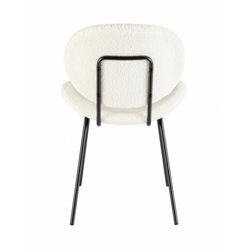 Set 2 scaune otel negru textil alb Maddie 52x59.5x79.5 cm