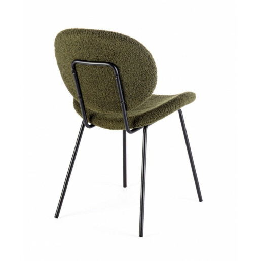 Set 2 scaune otel negru textil verde Maddie 52x59.5x79.5 cm