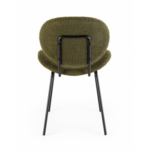 Set 2 scaune otel negru textil verde Maddie 52x59.5x79.5 cm