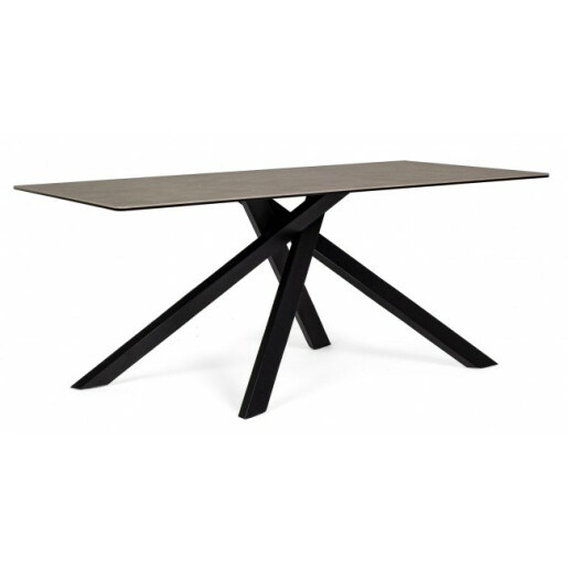 Masa cu picioare din fier negru si ceramica maro Messier 180 cm x 90 cm x 76 h