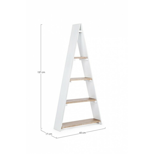 Raft de perete cu 4 polite din mdf alb si maro Maison 65 cm x 17  cm x 137 h