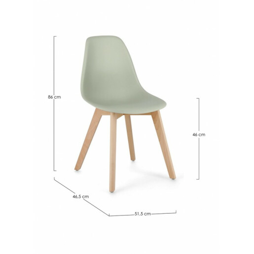 Set 4 scaune lemn natur plastic verde System 51.5x46.5x86 cm