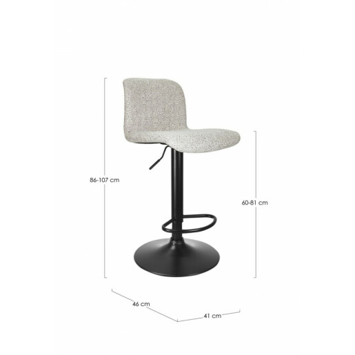 Set 2 scaune bar otel negru textil bej Rafael 41x46x86/107 cm