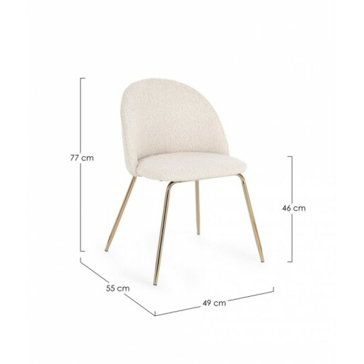 Set 4 scaune otel auriu textil ivoire Tanya 49x55x77 cm 