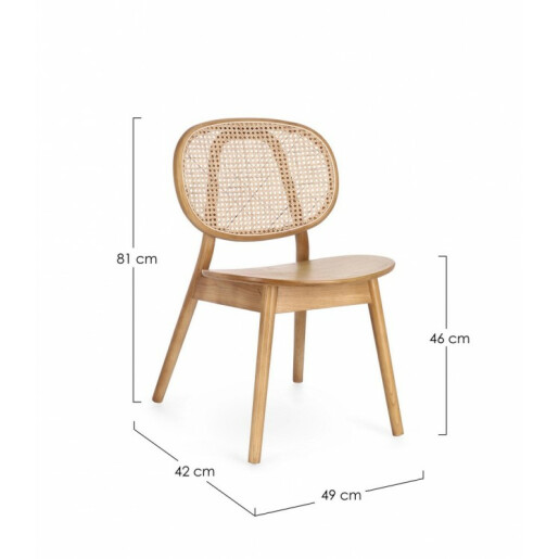 Scaun lemn rattan natur Adolis 49x42x81 cm