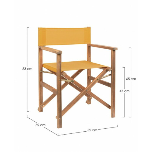 Set 6 scaune gradina lemn maro textil galben Noemi 52x59x83 cm