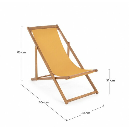 Set 4 scaune gradina lemn maro textil galben Noemi 60x106x88 cm