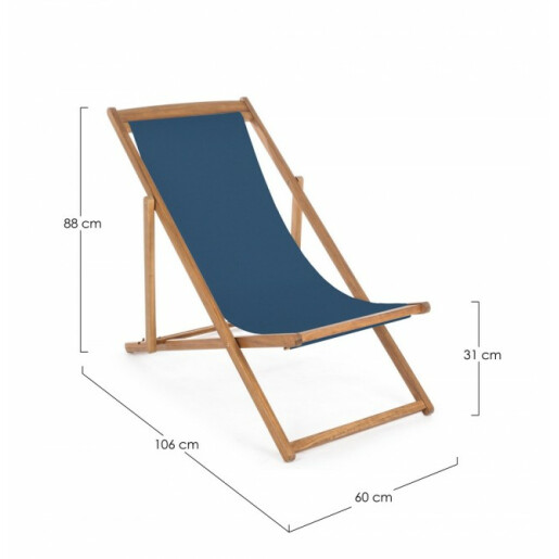 Set 4 scaune gradina lemn maro textil albastru Noemi 60x106x88 cm