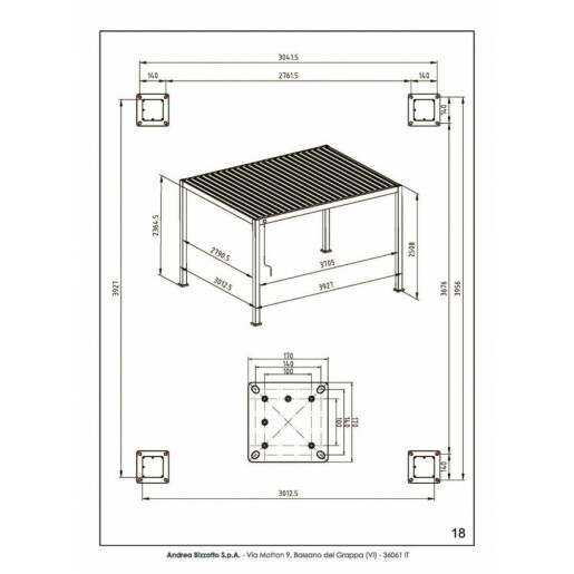 Pavilion gradina aluminiu alb Ocean 400x300x250 cm