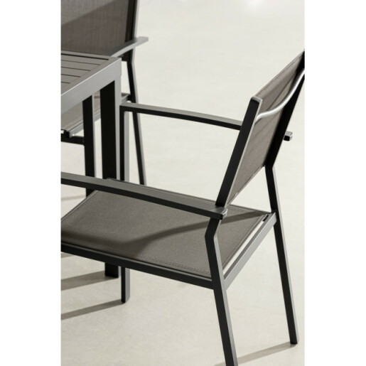Set 6 scaune gradina aluminiu textilena gri antracit Hilde 57x60x88h