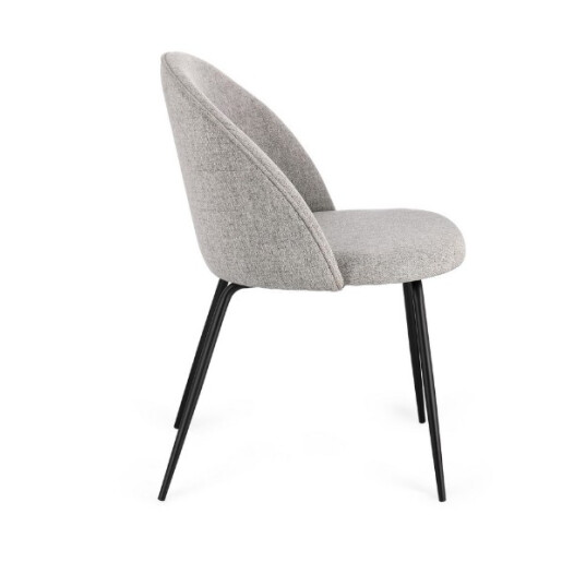 Set 4 scaune otel negru textil gri Tanya 51x54x77 cm