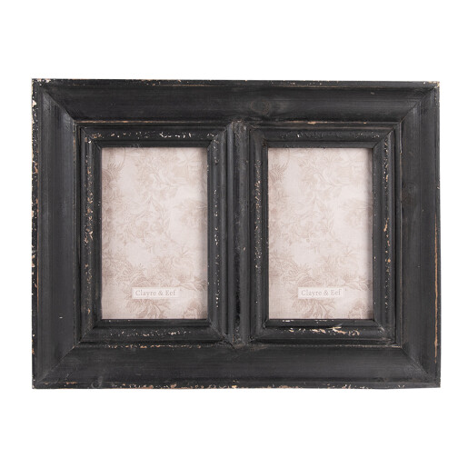 Rama foto de perete lemn negru 35x2x26 cm, 10x15 cm