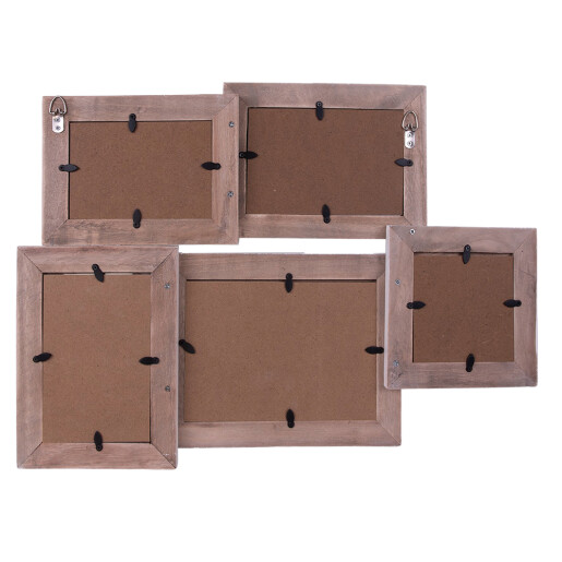 Rama foto de perete lemn maro alb 49x3x36, 10x10, 18x13, 13x9, 10x15, 15x10 cm