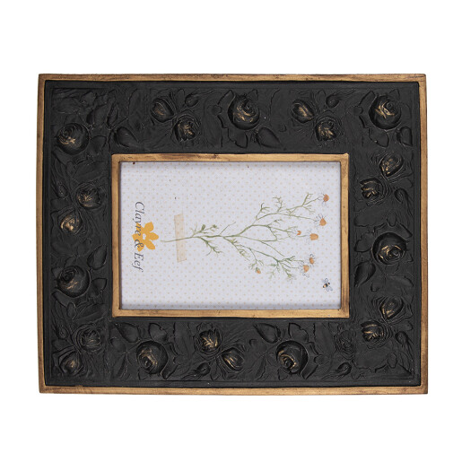 Rama foto de masa, perete polirasina neagra aurie 20x2x25 cm, 10x15 cm
