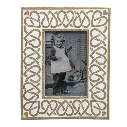 Rama foto de masa, perete lemn alb bej 19x1x24 cm, 10x15 cm