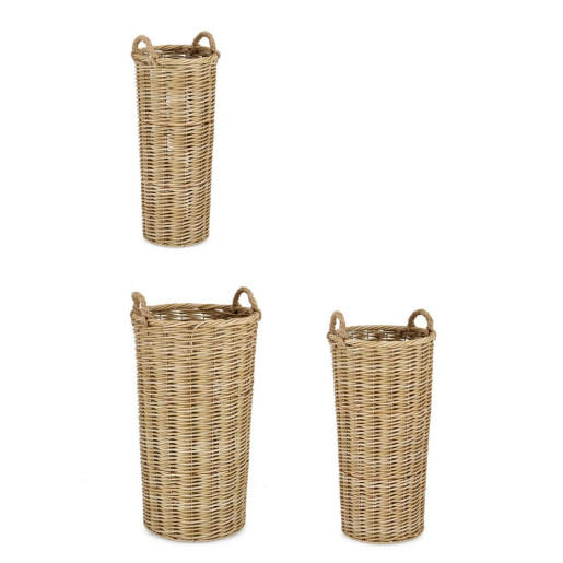 Set 3 cosuri poliratan natur Julen 30x25x71h; 38,5x32x76h; 47x39x81h