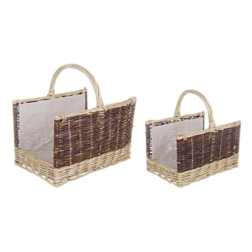 Set 2 cosuri depozitare lemn salcie textil Kelly 50x38x30h, 40x30x26h