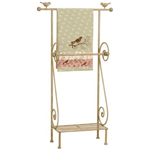 Suport prosoape pardoseala fier bej maro vintage 55x18x97 cm